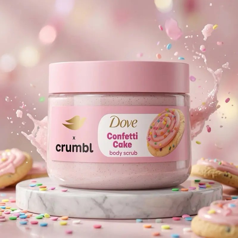 Dove Confetti Cake Body Scrub 15 oz Limited Edition Pack of 1 with Crumbl Collaboration