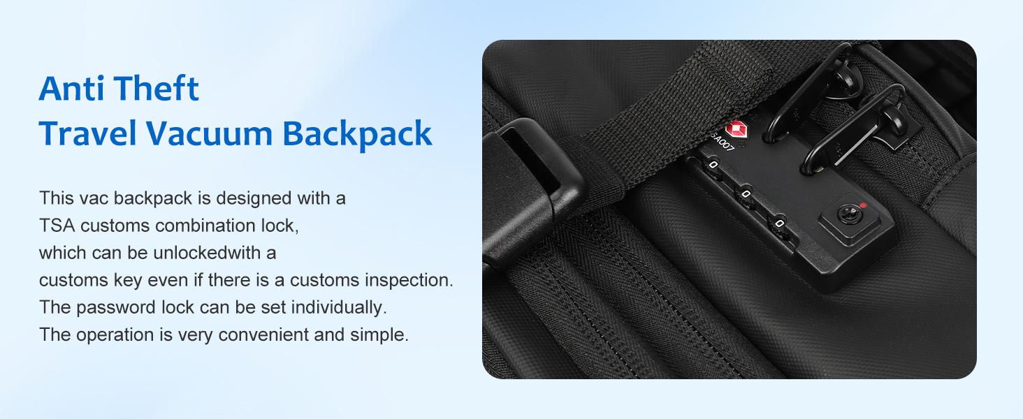 Vacuum Seal Backpack Travel 60L Expandable Backpack with Compression System, TSA Lock Water Resistant Carry-On Backpack (with Pump) Vacuum Seal Backpack Travel 60L Expandable Backpack with Compression System, TSA Lock Water Resistant Carry-On Backpack (with Pump)