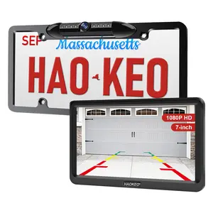 H9 License Plate Backup Camera HD Front Rear View Reverse Camera with 7 LED Night Vision 170 Degree Viewing Angle, Waterproof, for Cars
