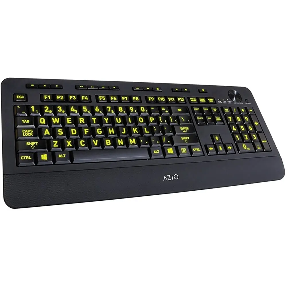 AZIO KB506 5-Color Backlit Large Print Wired USB Keyboard