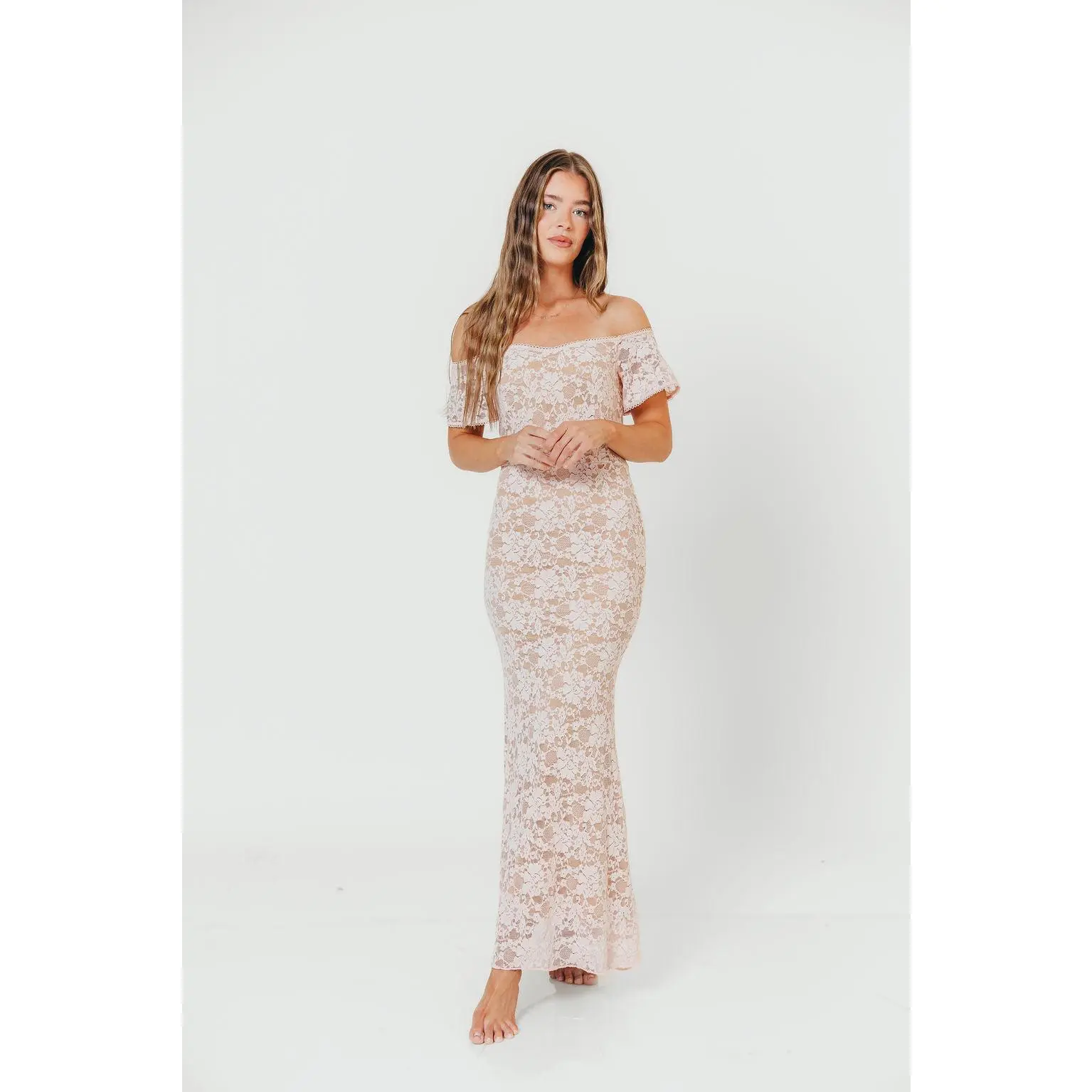 Evermore Lace Maxi Dress in Pale Pink *Final Sale*