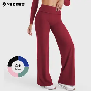 YEOREO Eddiy 31.5" Fold Over Straight Leggings Women High Waist Yoga Pants Gym Outfits Activewear Fitness Greenish