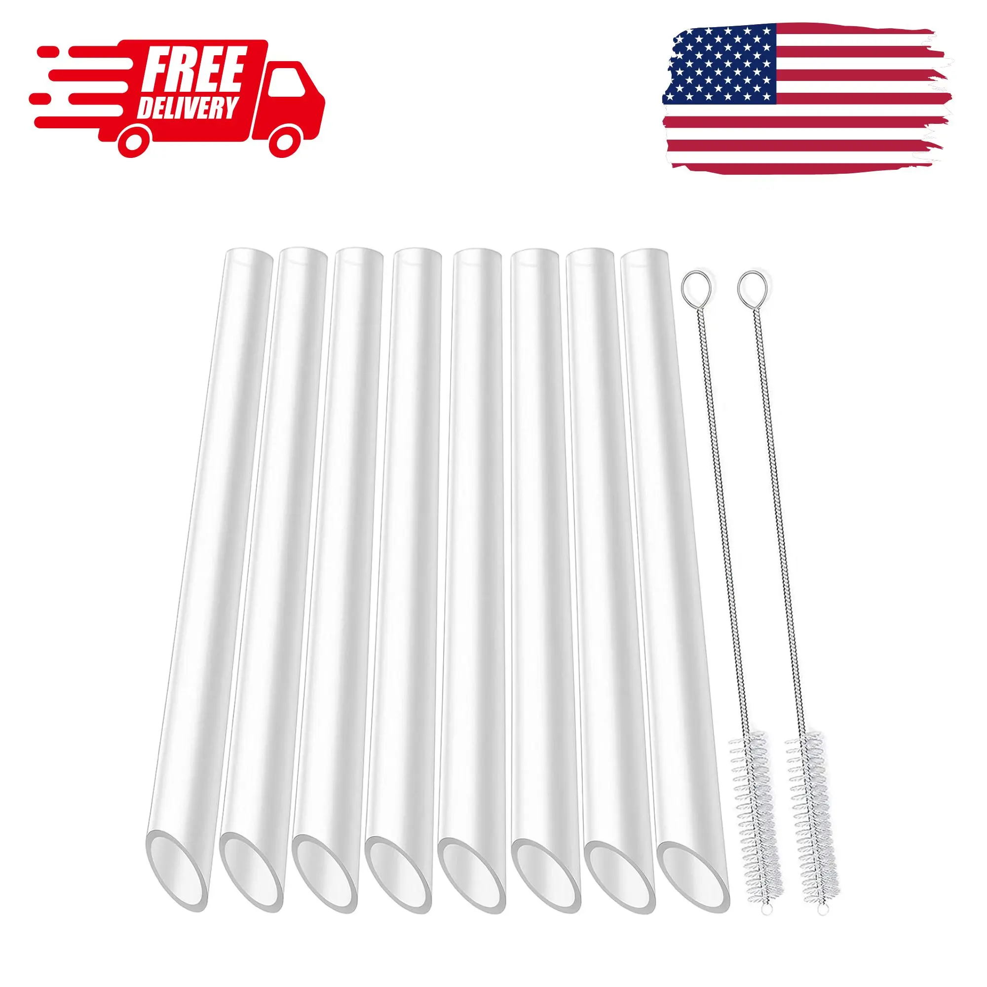 Reusable Clear Boba Straws, 13 mm x 10.5 in