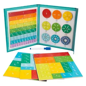 Magnetic Fraction Learning Set with Water Pen, Early Math Education Toy, Math Teaching Aid, Wooden Fraction Circles and Sticks, Suitable for Ages 3+