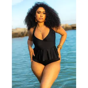 Heatwave Halter Peplum One Piece Swimsuit
