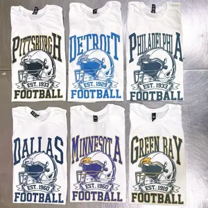 Vintage Football Helmet Graphic Tee Football Retro Tshirt Unisex White City Football Sports Top Sublimation Print White Tees