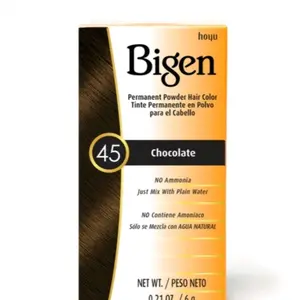 Bigen 45 Chocolate Bigen Permanent Powder Hair Color - 6 Pack, No Ammonia, Mix with Plain Water, 0.21 oz Each #45 Chocolate