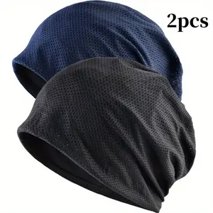 1/2pcs of Men's Summer Mesh Thin Pullover Hat, Running Sports Headband Hat, Headscarf Hat, Bald Hat, Fitness Hat