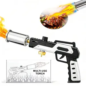 Portable Powerful Propane Torch(Propane Tank Not Included),With One-Touch Max Fire Button and Safety Lock, Adjustable Blow Torch for Sous Vide Searing Steak, BBQ,Fireplace,Charcoal Wood