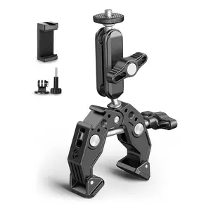 Content Creator Kit: Super Clamp Camera Clamp Mount with 360° Ballhead - Ideal for Canon Nikon DSLR. Magic Arm, Double Ball Head Adapter with 1/4"-20 & 3/8"-16 Threads! quick high