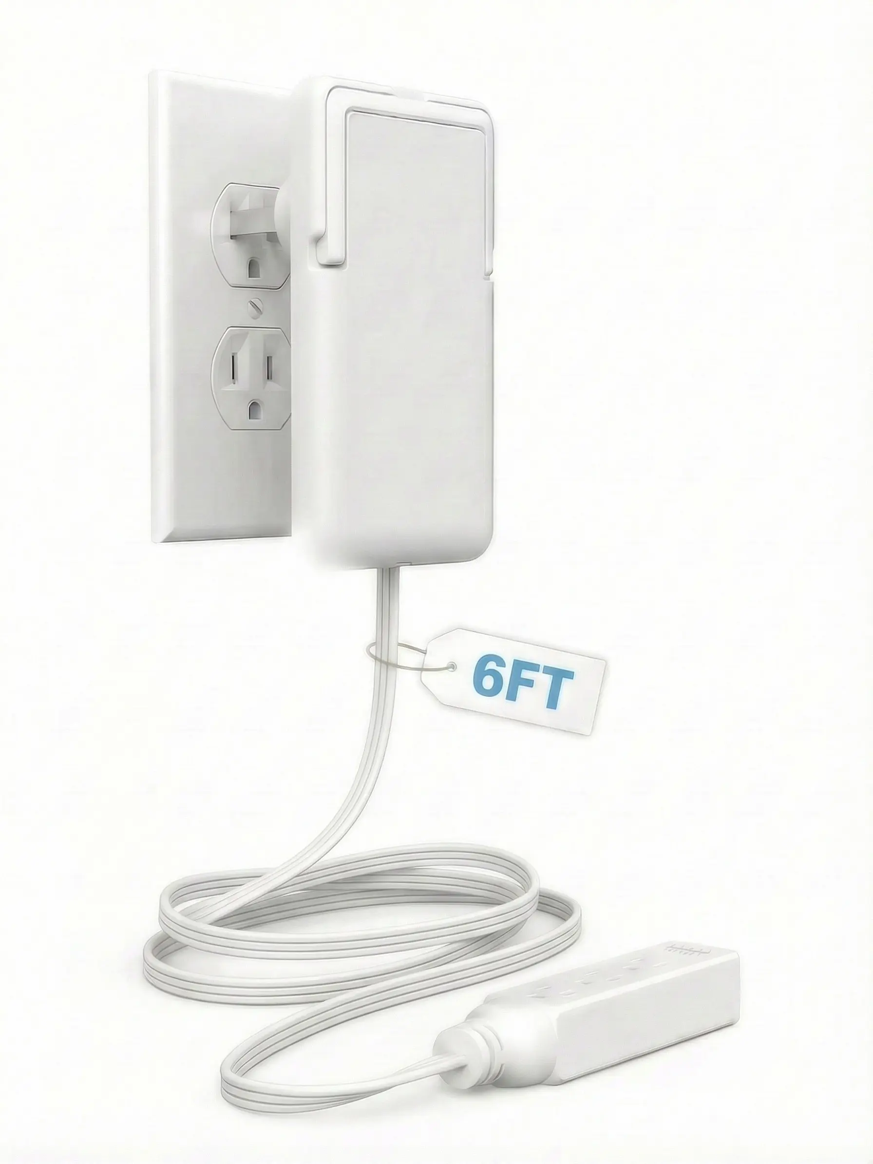 Patented Ultra-Thin Outlet Concealer with Cord Concealer Kit, Flat Extension Cord with Multi Outlets Power Strip, Ideal for Home Improvement, Hide Bulky and Messy Cords