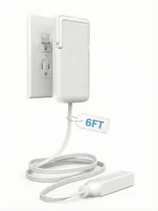 Patented Ultra-Thin Outlet Concealer with Cord Concealer Kit, Flat Extension Cord with Multi Outlets Power Strip, Ideal for Home Improvement, Hide Bulky and Messy Cords