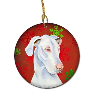 Carolines Treasures  Great Dane Red Snowflake Holiday Christmas Ceramic Ornament