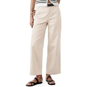 Eddoyee Womens Wide Leg Cropped Pants High Waisted Casual Pants Elastic Waist Ankle Pants
