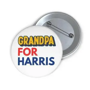 Grandpa for Harris Button Pin | Grandparent Advocacy Political Pin | Pro-Harris Grandpa Support Badge | Vintage Style Election Pin
