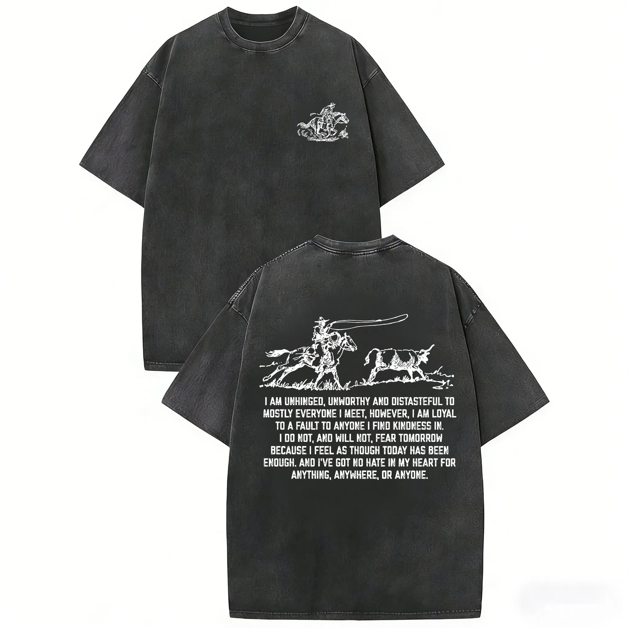Men’s Washed Vintage Country Music Graphic Tee Retro Cowboy Song Lyrics Soft Cotton Casual Streetwear Crewneck Shirt