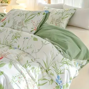 Plant Pattern Bedding Set, 1 Count Quilt Cover & 2 Counts Pillowcase without Filler, Soft Comfortable Bedding Set for Home Bedroom Hotel Dormitory, Duvet Cover Set