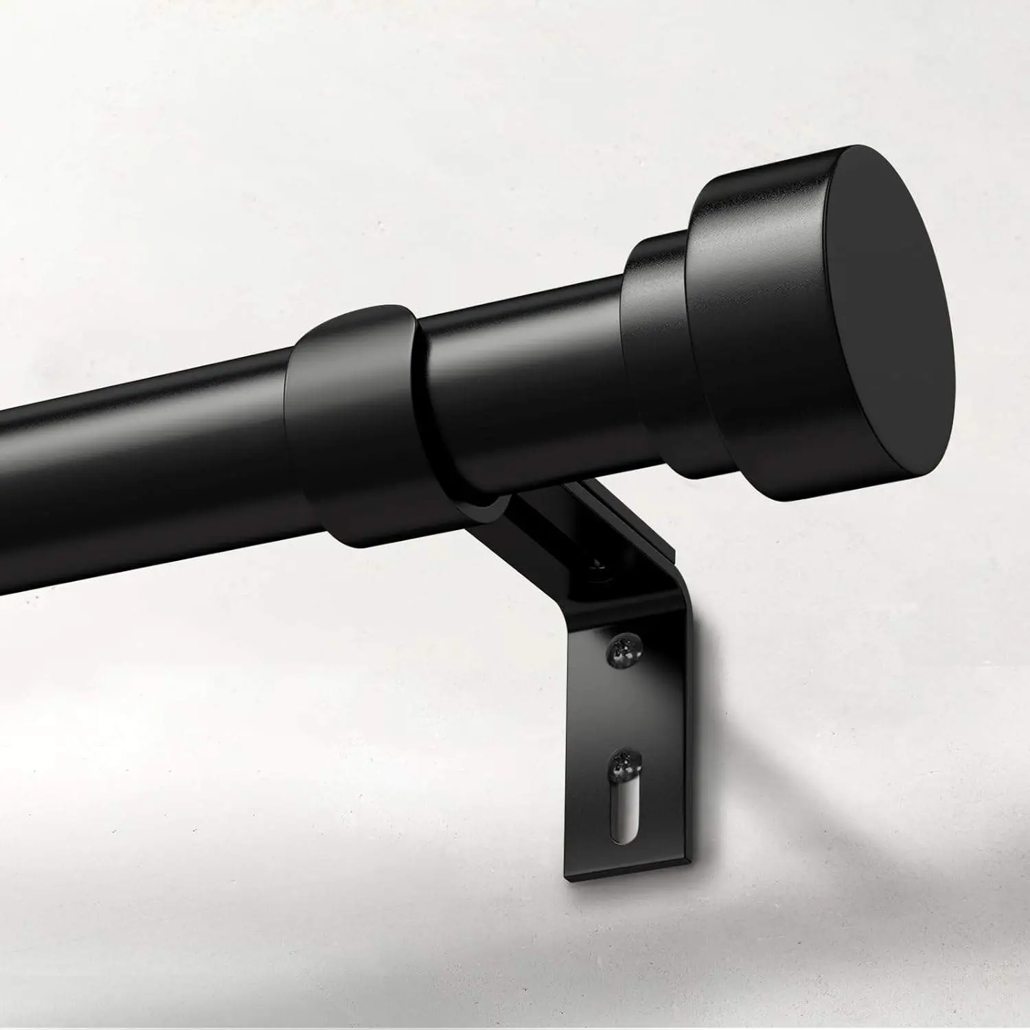Heavy Duty Curtain Rods for Windows 66 to 120 Inch, 1 Inch Adjustable Black Curtain Rod Set with Easy Installation and Modern Design
