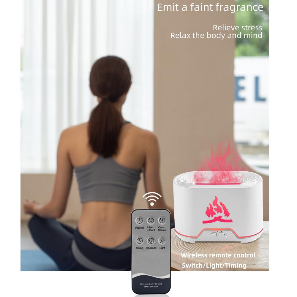 Flame Effect Lamp aroma Humidifier Diffuser with Remote, colorful fireplace Auto Shut-Off, oildiffuser Aromatherapy Humidifier 2-in-1 Enjoy fragrance & moist air & purifier modern design Aromatherapy Diffuser essential oil Air Humidifier deffuser