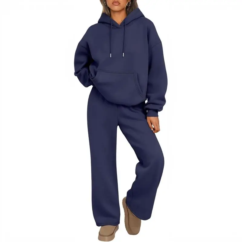 Women's 2-Piece Sweatsuit, Oversized Casual Long Sleeve Hoodie and Baggy Sweatpants Lounge Set with Pockets, Women's Clothes, Athleisure Wear, Active Set Women's Sports Sweat Suit