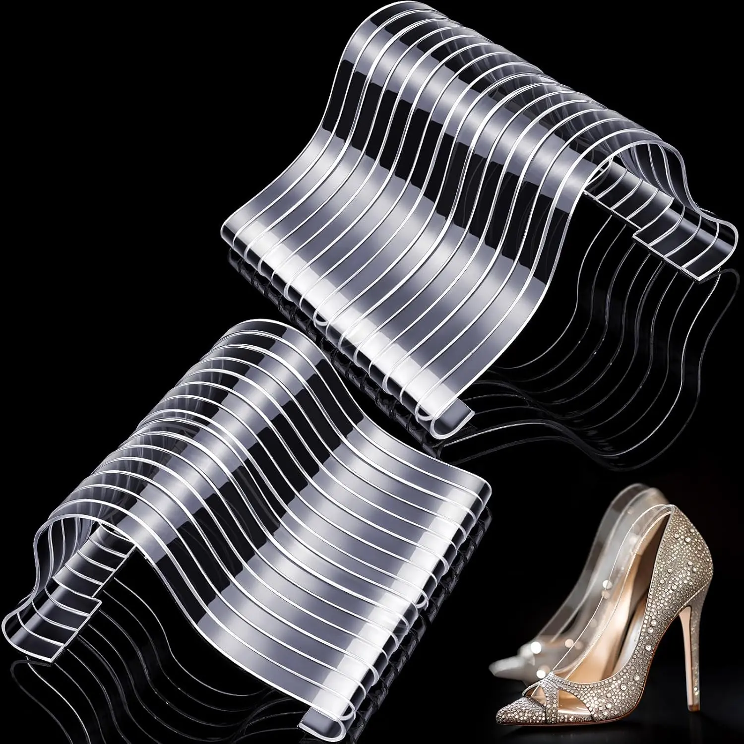 20 Pcs Acrylic Sandal Shoe Display Store Retail Display Rack Shoe Stand Support Shaper Forms Inserts Home Bulk Clear