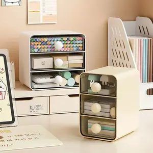 Desktop Drawer Storage Box, Three-Layer Transparent Thick Plastic Multi-Functional Organizer, Cosmetic & Office Supplies Holder, Stationery Storage Organizer, Desk Organizer Tidy