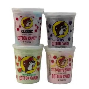 Buc-ee's Cotton Candy 4-Flavor Collection Pack - Classic Grape, Watermelon, Strawberry, Banana, Soft Airy Texture, Freshly Packed Resealable Tub, Sweet Snack