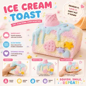 [Yuyu's Squishy World Handmade Taba Squishy Toys Full silicone reborn squishy, fidget toys, Taba Squishy, ice cream toast 451g, Gifts for Girls and Boys