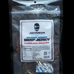 Johnson Dynamics Carolina Reaper Gourmet Brisket Beef Jerky 3 oz. Spicy Hot Jerky Snack