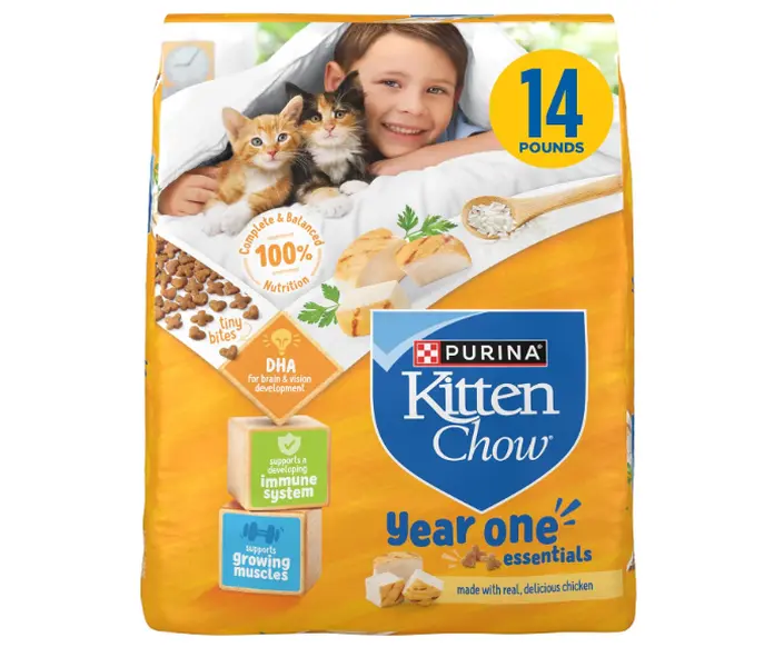 Kitten Chow Year One Essentials Dry Kitten Food, 14 lb Bags | Healthy Development high protein cat food for kittens, real farm-raised chicken