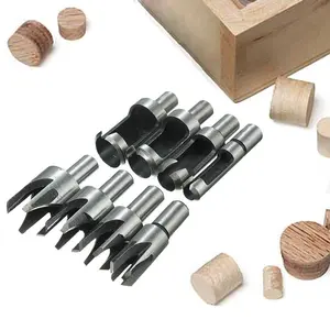 8 Pieces HSS Taper Claw Type Wood Plug Cutter Drill Bits 16mm 13mm 10mm 6mm Metric (5/8" 1/2" 3/8" 1/4")