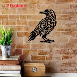 “Norse Viking Odin’s Ravens Metal Decor - Celtic Knotwork Huginn Muninn Tribal Raven Statue Wall Art Hanging, Pagan Occult Norse Mythology Gothic Home Office Decorative Sculpture, Norse Style Gift for Viking Enthusiasts”