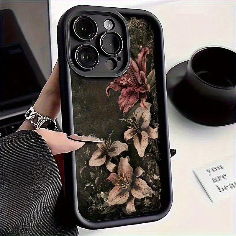 Premium Bamboo Black Smartphone Casing with Full Screen Artistic Prosperity Pattern, Protective Handheld Cellphone Case for iPhone 16-13, 12-7, 8 Plus, Pro Max, SE Series, Birthday Gift for Partners/Friends, Electronics Accessories