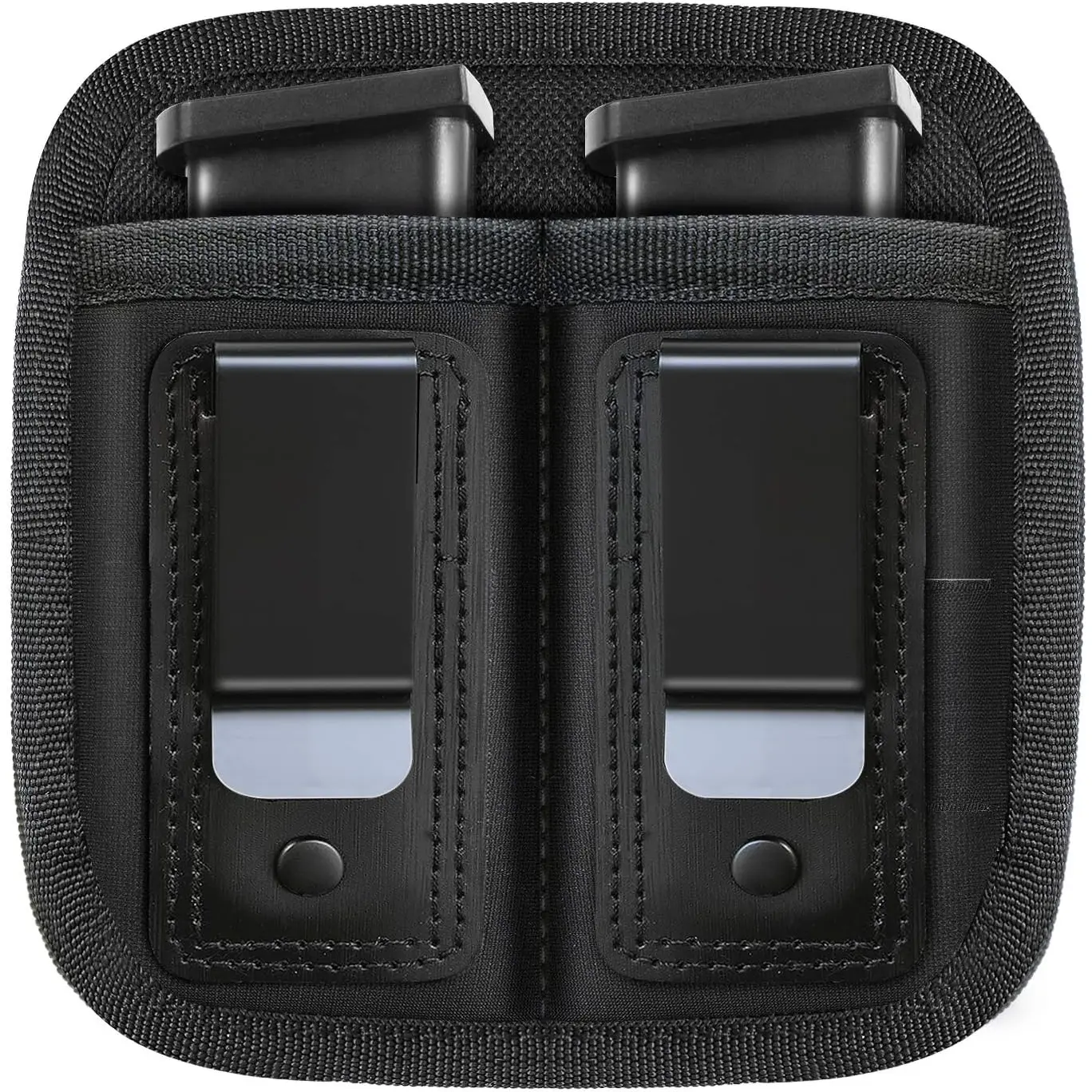 Universal Double Magazine Pouch for 9mm .40 .45 .380 .357, IWB Mag Holster Concealed Cary for Double Stack, Mag Holder for  19 43 17 1911 S&W M&P, Fits Any 7 10 15 Round Clip for All  Ammo