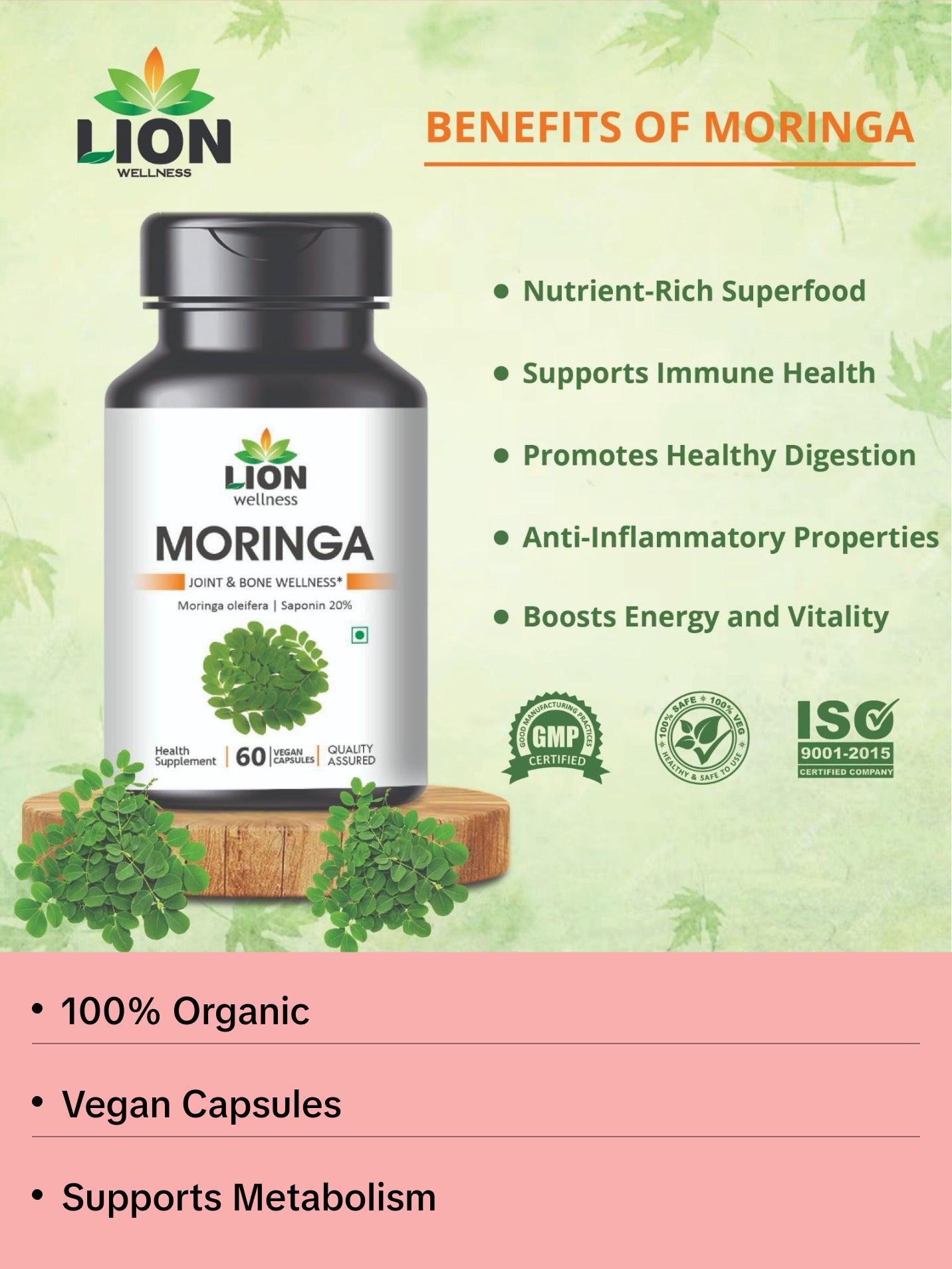 Moringa Capsules I 100% Organic & Vegan - Natural Herbal Capsules for Health Benefits Moringa Capsules I 100% Organic & Vegan - Natural Herbal Capsules for Health Benefits
