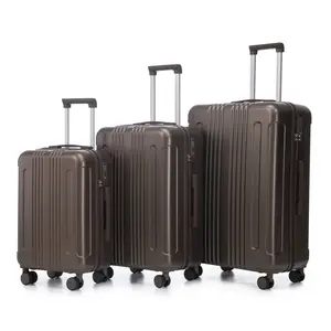 Luggage Sets 3 Piece 20"/24"/28" Hardside Suitcases with Combination Lock and 360° Silent Wheels Lightweight Carry on Suitcase for Men and Women, Brown