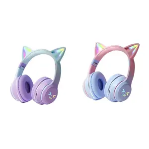 Wireless Headphone, Cat Ear Design Headphones with Built-in Microphone, Foldable Bluetooth-compatible Headset for Mobile Phone