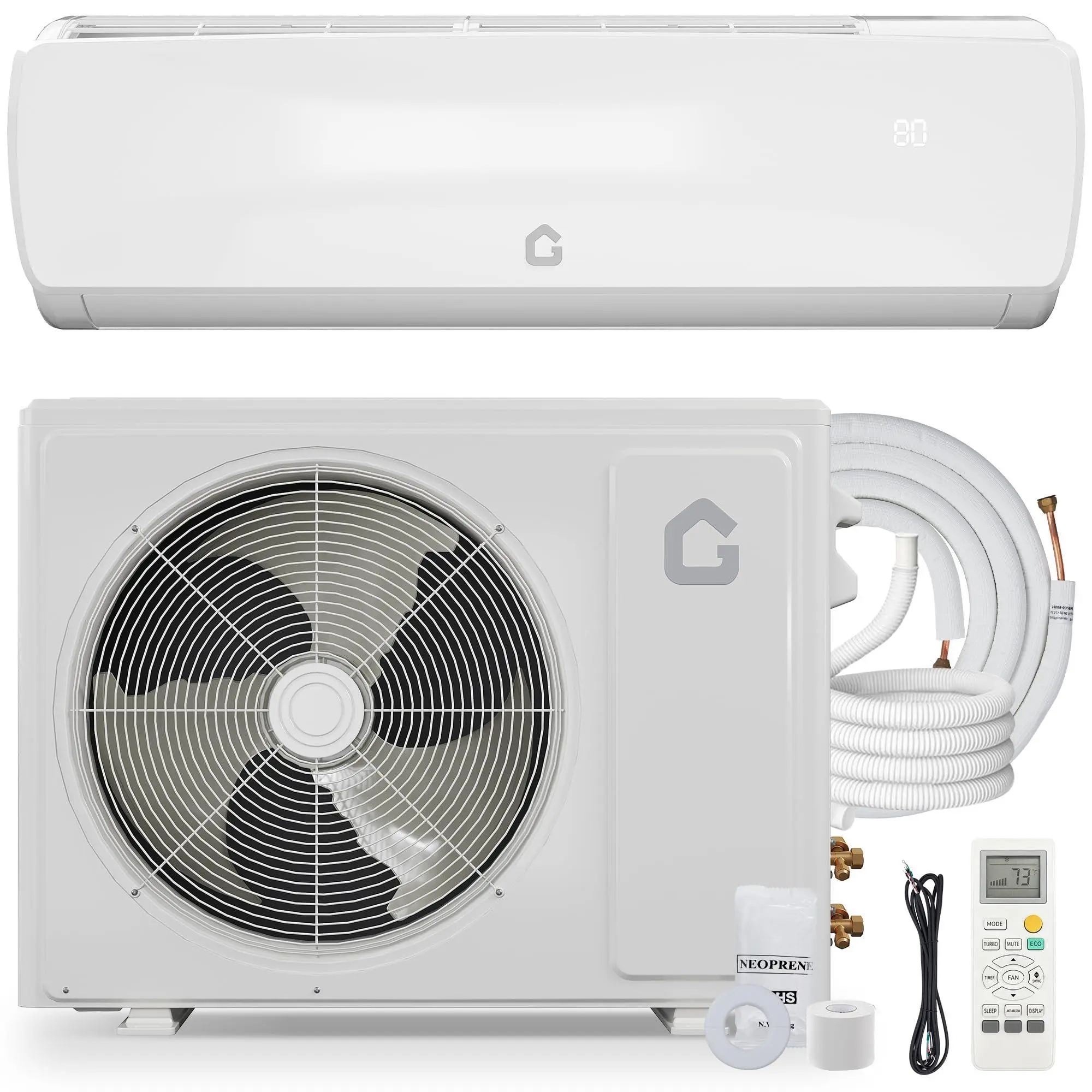 Gaomon Ductless Mini Split Air Conditioner Heat Pump - 18000 BTU, 19 SEER2, 208/230V Energy-Saving Inverter AC with Dehumidifier & Self-Clean, Pre-Charged Condenser, Cools Up to 1250 Sq.Ft, Complete Kit, Bedroom Cooling Solutions to Beat the Heat