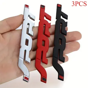 TikTok Shop Black Friday 3-piece set of metal 3D car body and fender badges, featuring a glossy black finish with red accents, sporty style stickers, aerodynamic curved design, and scratch-resistant adhesive backing. Suitable for cars, SUVs, and trucks, t