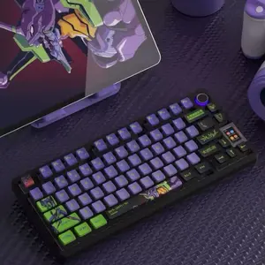 Anime Pudding Keycaps 122 PCs Evangelion Theme Eva Unit-01 for Mechanical Keyboards OEM Profile Backlit Keycaps