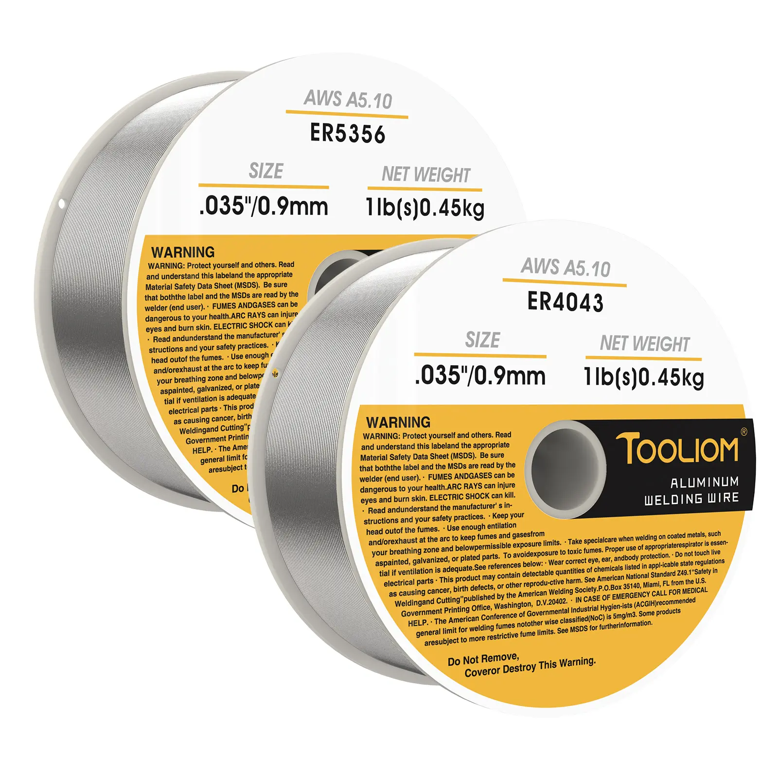 TOOLIOM ER4043 & ER5356 Aluminum MIG Welding Wire Combo (.030"/.035", 1LB Spool) - Smooth Feeding, High Strength & Anti-Cracking for 6061 5052 3003 Alloys