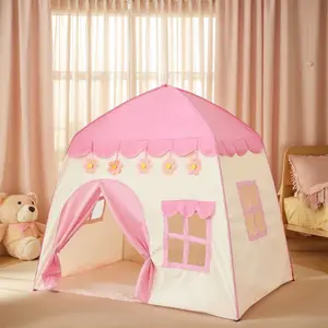 Kids' Fun Play Tent House | Pink Princess Castle w/ Pink Flower Design | Unisex Role-Play Fun | Holiday Gift & Party Decor | No Accessories or Lights