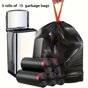 Drawstring Trash Bags, Leak-Proof Odor-Resistant Large Plastic Bags, 5-Pound Capacity, Durable and Easy to Carry, for Office Home Garbage Bin, Sturdy Trash Bags