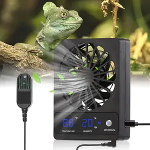 Reptile Tank Fan with Thermometer & Hygrometer LED Display Auto Ventilation for Enclosures & Terrariums
