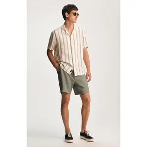 LINEN 7" INSEAM SHORTS IN AGAVE GREEN