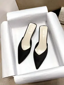French Pointed Toe Low Heel Slipper, Satin Commuter Mules for Spring Summer Outdoor Wear, Stylish Comfortable Footwear