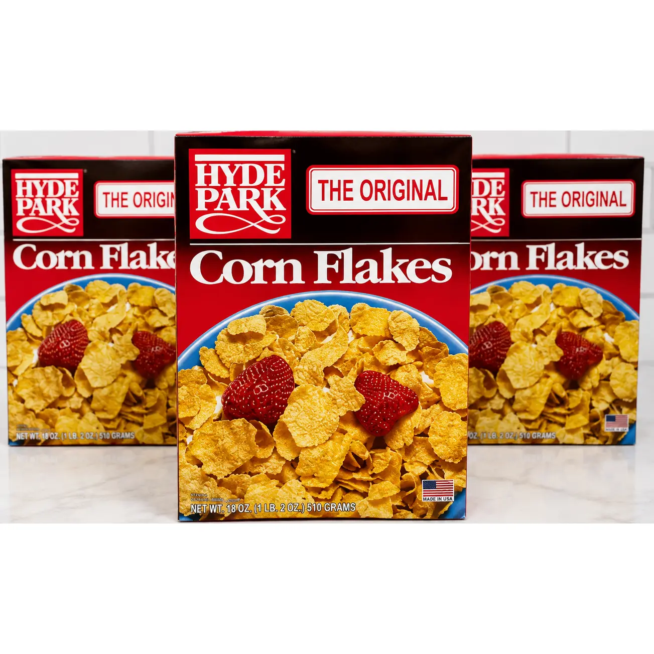 Hyde Park The Original Corn Flakes 18oz Breakfast Cereal with Strawberries 510 Grams