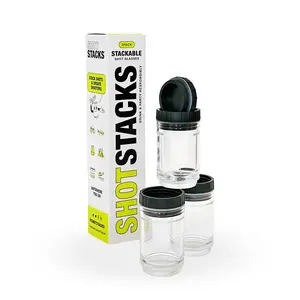 Shot Stacks 3-Pack : The Stackable Shot Glass Containers (Reusable Shot Glass Flask, BPA Free, 1.5oz Capacity with fill line for Various Events and Mixology - Water Bottles, Bottles, Tumblers) Grab and Go Durable and Liquid Tight party gift
