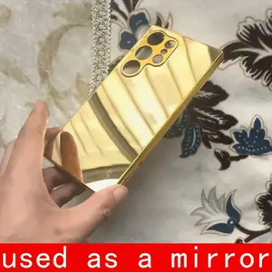 for Samsung Galaxy S25 S24 S23 Ultra  CaseGold Mirror Drop Resistant Mirror Makeup phone case as a mirror Golden Flip