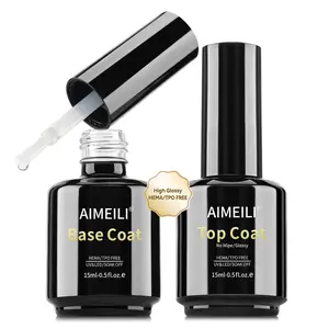 AIMEILI Gel Nail Polish Hema Free Long lasting No Wipe Top and Base Coat Set 2 x 15ml